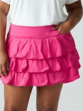 Ideology Pink Tennis Sports Tiered Ruffle Mini Skort Size 2X